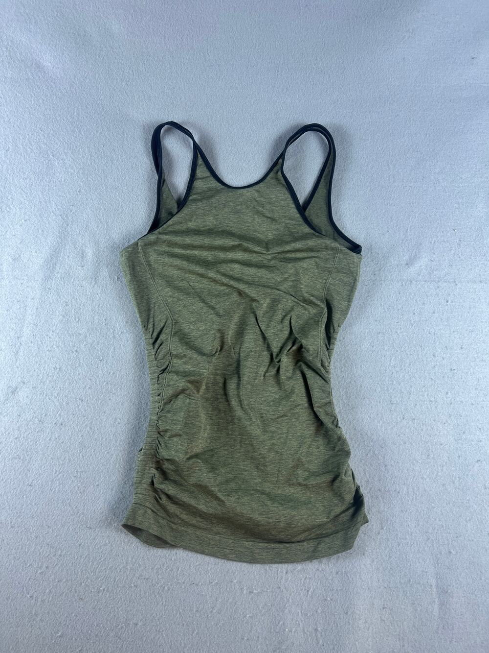 Lululemon In The Flow Tank Top Womens XS/S Heathered Fatigue Green Athletic Gym